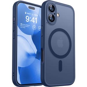 CANSHN Magnetic for iPhone 17 Case, Upgraded [Full Camera Protection] [Compatible with Magsafe] [Translucent Matte] Shockproof Protective Phone Case for iPhone 17 - Deep Blue (iPhone 17 (6.3 Inch,2 Lens))