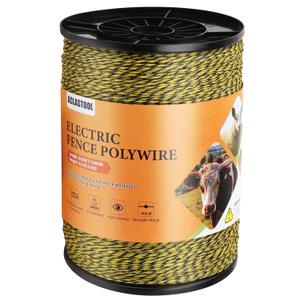 Electric Fence Wire, 5200ft 1585m, Polywire for Portable Livestock Fencing, 6 Stainless Steel Strands for Reliable Conductivity and Rust Resistance, UV Resistant