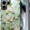 Case for Samsung Galaxy S25 Ultra,Magnolia Floral Aesthetic Case Glossy Slim Silicone Shockproof Cover for Girls Women