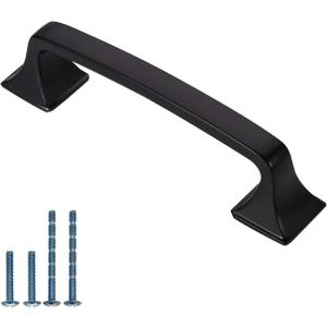 Amerdeco 10 Pack Matte Black 3 Inch(76mm) Hole Centers Kitchen Cabinet Pulls Hardware Kitchen Handles for Cabinets Cupboard Handles Drawer Pulls AM0002