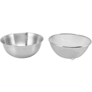 Stainless Steel Strainer Colander, Colander Large Metal Strainer for Kitchen, Colander Strainer Fine Mesh Strainer for Washing Vegetables, Fruit, Beans & Pasta(Basin+Mesh Sieve)