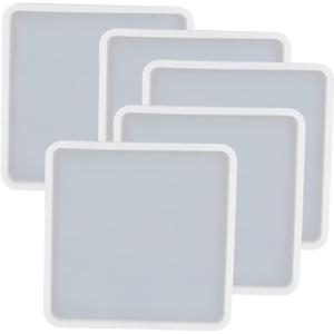 5Pcs Square Shape Epoxy Mold DIY Resin Casting Square Base Coaster Silicone Mold, Larger Size 5 inch (5Pcs Larger Square)