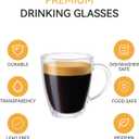 D.M DESIGNMASTER [6 PACK,12 OZ - Premium Glass Coffee Mugs with Handle. Transparent Tea Glasses for Hot/Cold Beverages, Perfect Design for Americano, Cappuccino, Tea and Beverage.