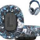 Ear Cushions Ear Pads for AirPods Max Headphones with Protein Leather, Memory Foam and Magnet for Gym, Sporty Graffiti Style, Cartoon Pattern