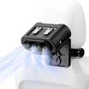 Socool Portable Car Fan - 14500mAh Rechargeable Battery Opearated, Clip on Car Seat Headrest 360 Rotatable, 5-Speed Backseat Fans for Baby Rear Facing Cooling with Dual Air Outlets for SUV RV Truck (Black)