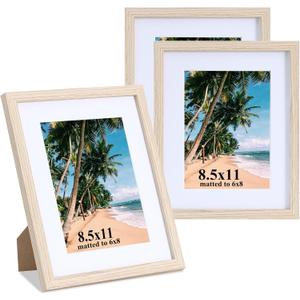 LYYYXGYP 8.5x11 Diploma Certificate Frame, Wooden Wall Mount and Tabletop Picture Frame Display 6x8 Photo with Mat or 8.5 x 11 Document Set of 3