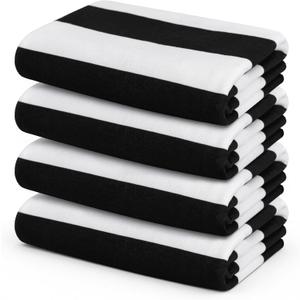 Touchat 4 Pack Beach Towels Oversized 30'' x 60'' Microfiber Pool Swim Bath Camping Travel Cabana Stripe Quick-Dry Super Absorbent Lightweight Sand Free Towel for Adults, Multi-FunctionalBlack