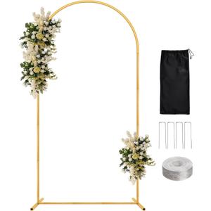 6.6FT Metal Wedding Arch Backdrop Stand for Parties, Gold Balloon Arch kit Stand for Baby Shower Gender Reveal Ceremony Birthday Anniversary Bridal Graduation Party Event Decoration