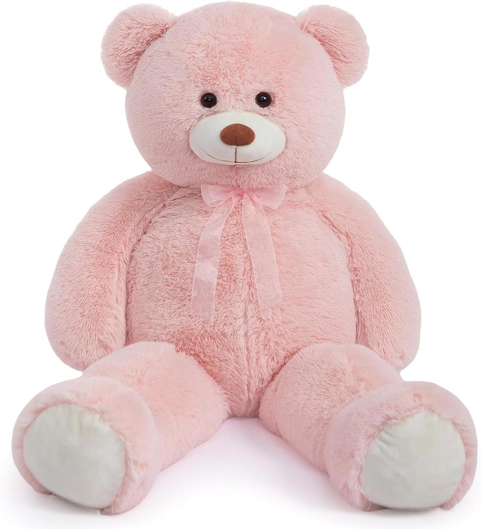HollyHOME Giant Teddy Bear 4Ft Big Teddy Bear Stuffed Animal Birthday Valentines Day Plush for Kids and Girlfriend 48 inch Pink