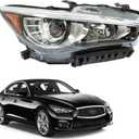 labwork Headlight Assembly Replacement for Infiniti Q50 2014-2017 w/DRL w/o AFS Right Front Lamps Passenger Side 260104HB0B