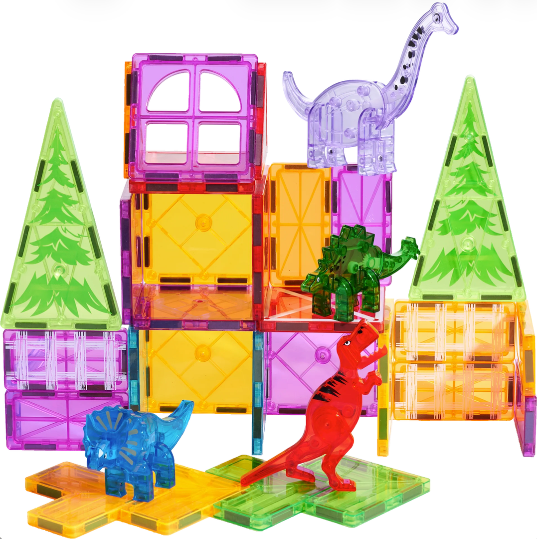 Magnetic Tiles – 32-Piece Dinosaur Building Set for Kids