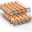 60 Eggs Organizer for Refrigerator, Large Egg Holder for Fridge, Clear Egg Container for Refrigerator, Stackable Egg Storage Trays for Countertop, Egg Drawer Dispenser, Egg Storage Container