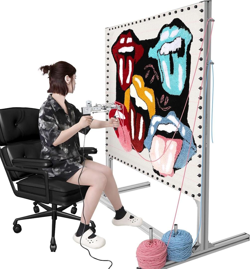 Rug Tufting Frame Kit, 55 Inches Aluminum Metal Tufting Frame for Rug Making, A Safer Tufting Cloth Stand for Tufting Beginners and Lovers