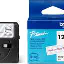 Brother Genuine P-Touch Btag BTAG132 Red on Clear Label Tape ~1/2in by 13.1ft (12mm x 4m)