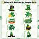 2 String St. Patrick's Day Door Sign Welcome Party Themed Hanging Yard Signs Irish Door Decor with Shamrock Leprechaun High Hat and Feet Wall Sign Ornament for Home Yard Decorations