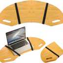 30.5" Wood Curved Lap Desk Table Tray with Handles Wooden Foldable Desk Wood Curved Bed Wooden Lap Board Keyboard Tray for Laptop Computer Mouse(Wood Color)