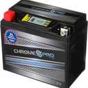 Chrome S Pro iGel YTX12-BS Battery  180 CCA, Gel Electrolyte, LCD Display, 12V 10Ah  Fits ATV, Motorcycle, Scooter, Jet Ski, Dirt Bike, UTV, Snowmobile & More  T3 Nut & Bolt Terminal