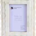 Handicrafts Home Scalloped Art Inspired Bone Inlay Handmade 4x6 Picture Frame - Small Photo Frame for Wall Hanging, Desk Decor & Living Room Wall Decor - Farmhouse & Home Decor Gift Frame, White