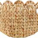 Scalloped Wall Basket,Boho Wall Decor Basket,Big Wicker Hanging Baskets for Nursery,Door,Plants,Mail,Natural Water Hyacinth