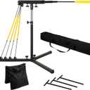 Baseball Softball Swing Trainer with 4 Power Bands, 31-43 In Adjustable Baseball Hitting Trainer with 3 Ground Nails, Carry Bag. Baseball Training Equipment Improve Power, Speed, Coordination