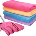 4 Pcs Multicolor Extra Large Microfiber Cleaning Cloth 30 x 20 Inch Reusable Thick Cleaning Towel Washable Solid Color Microfiber Towel for Home Office Window Cars Glass