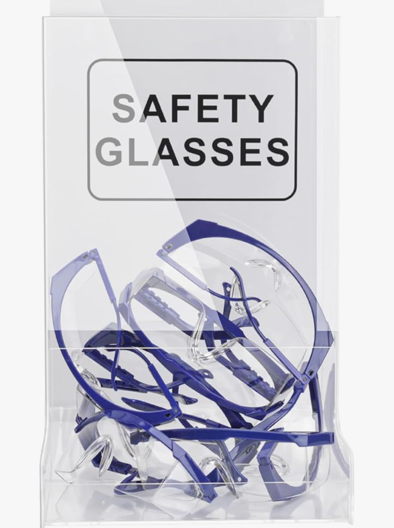 Acrylic Safety Glasses Case, Transparent Holder Wall Mounted Design for Storing Visitor Disposable Goggles