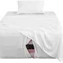 Extra Deep Pocket Twin Sheet Set for Air Mattress, 3 Piece Air Bed Sheets Set with 18-24 Inches Depth, Soft & Breathable Inflatable Bed Sheet Set with Flat Sheet, Fitted Sheet and Pillowcase, White