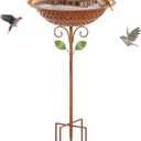 Metal Bird Bath for Outside Garden Birdbath Bowl, 42.1" Height Bird Feeders for Outdoors with 5 Prongs Base Stake, Standing Birdfeeders Bath Bowl for Yard Lawn Decor (Vintage Copper)
