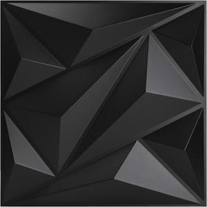Art3dwallpanels PVC 3D Wall Panel Diamond for Interior Wall Dcor in Black, 19.7" x 19.7" Wall Decor PVC Panel, 3D Textured Wall Panels, Pack of 12 Tiles (Matte Black)