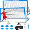 Kids Soccer Goal for Backyard Set - 2 Set of 6X4 / 4X3 ft Toddler Soccer Nets Training Equipment, Soccer Ball, Pop Up Portable Soccer Set for Kids and Youth Games and Training Goals Ages 3-16 Gift