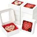 XINHPKGG 100pcs Cookie Boxes 4x4x2 Inch Bakery Boxes with Window Dessert Treat Box Chocolate Covered Strawberries Box for Wedding Party Birthday