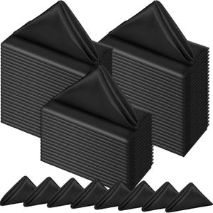 150 Pcs Satin Napkin Bulk 17 x 17 Inch Square Silk Table Napkin Soft Dinner Napkins Decor Elegant Satin Weddings Party Napkin for Wedding Parties Banquet Restaurant Decoration Supplies (Black)