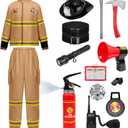 Spooktacular Creations Halloween Firefighter Costume for Kids, Brown Firefighter Roleplay Accessories for Toddler Party (S)