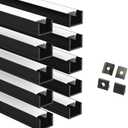 Besseto LED Aluminum Channel for Wood Slat Wall Panels 10 Pack 1M/3.3Ft | Wood Slat Wall Panel LED Strip Light Aluminum Channel Profile for Living Room Bedroom Bathroom Stairs, Black-10Pack 3.28Ft