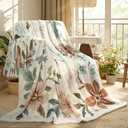 Lahome Floral Fleece Blanket for Women Girls Dorm Boho Decor, Small Throw Blanket for Couch Bed Chair Cover, Decorative Fleece Blanket Throws Mom Gift Spring Home Decor, Border Flower Beige 50x60