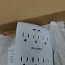 Philips 6-Outlet Extender Surge Protector, 900 Joules, 3 Prong, Space-Saving Design, Protected Indicator LED Light, 4 Pack, White, SPP3469WA/37