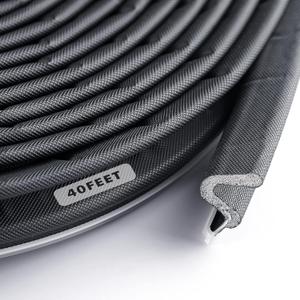 BBTO Weather Stripping Door Seal Exterior Weather Strip for Window V-Shaped Foam Kerf Garage Door Gap Blocker Soundproof Home Improvement Easy to Install(40 Feet,Black)