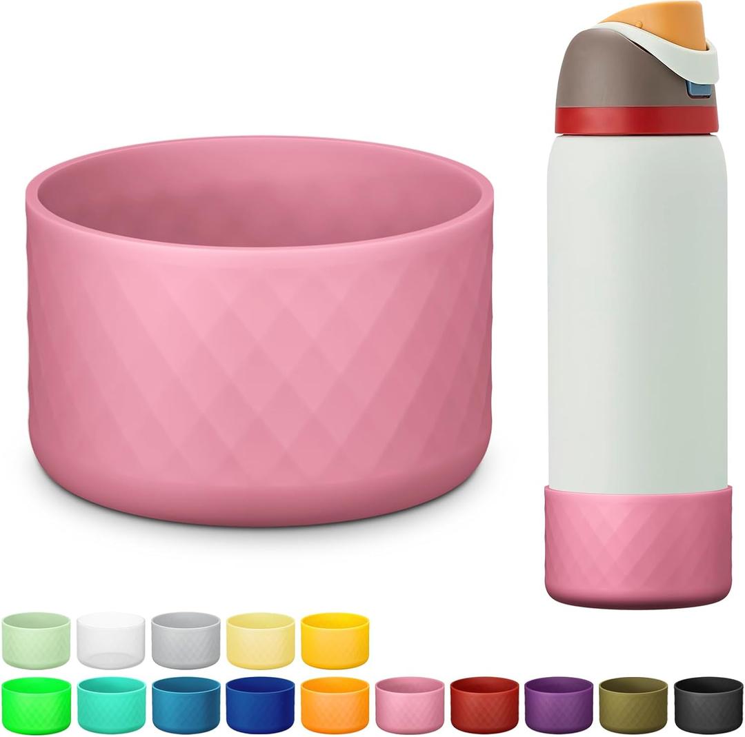 Silicone Boot for Owala Water Bottle 24 oz 32 oz 40 oz, Anti-Slip Protective Sleeve for FreeSip/Twist/Flip Stainless Steel Water Bottles Accessories (Rose)