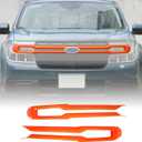 Aunginsy Front Bumper Grille Strip Frame Compatible with Ford Maverick 2022-2024 Front Headlight Upper Grille Front Grille Accent Trim Covers Front Grille Bumper Grill Inserts Grille Guard Accessories (Orange)