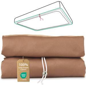 Queen Fitted Sheet Only with Drawstring and 360 Elastic for Tight Fit, 100% Long-Staple Cotton Dual-Lock Fitted Queen Sheet, Luxury Soft and Comfort, 1000 TC, Deep Pocket Fits 8" to 16" Mattress (Coffee)