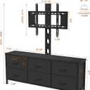 TV Stand with Mount, Fabric Dresser with 6 Drawers for 32/45/55/60/65/75 inch TVs, Black Dresser Entertainment Center, Modern Media TV Console Table