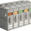 6Pack Sheet Organizers and Storage - King/Queen Size Sheet Storage Organizer with Window, Foldable & Dustproof Sheet Organizer for Linen Closet for Summer Blankets & Sheet Sets,Grey