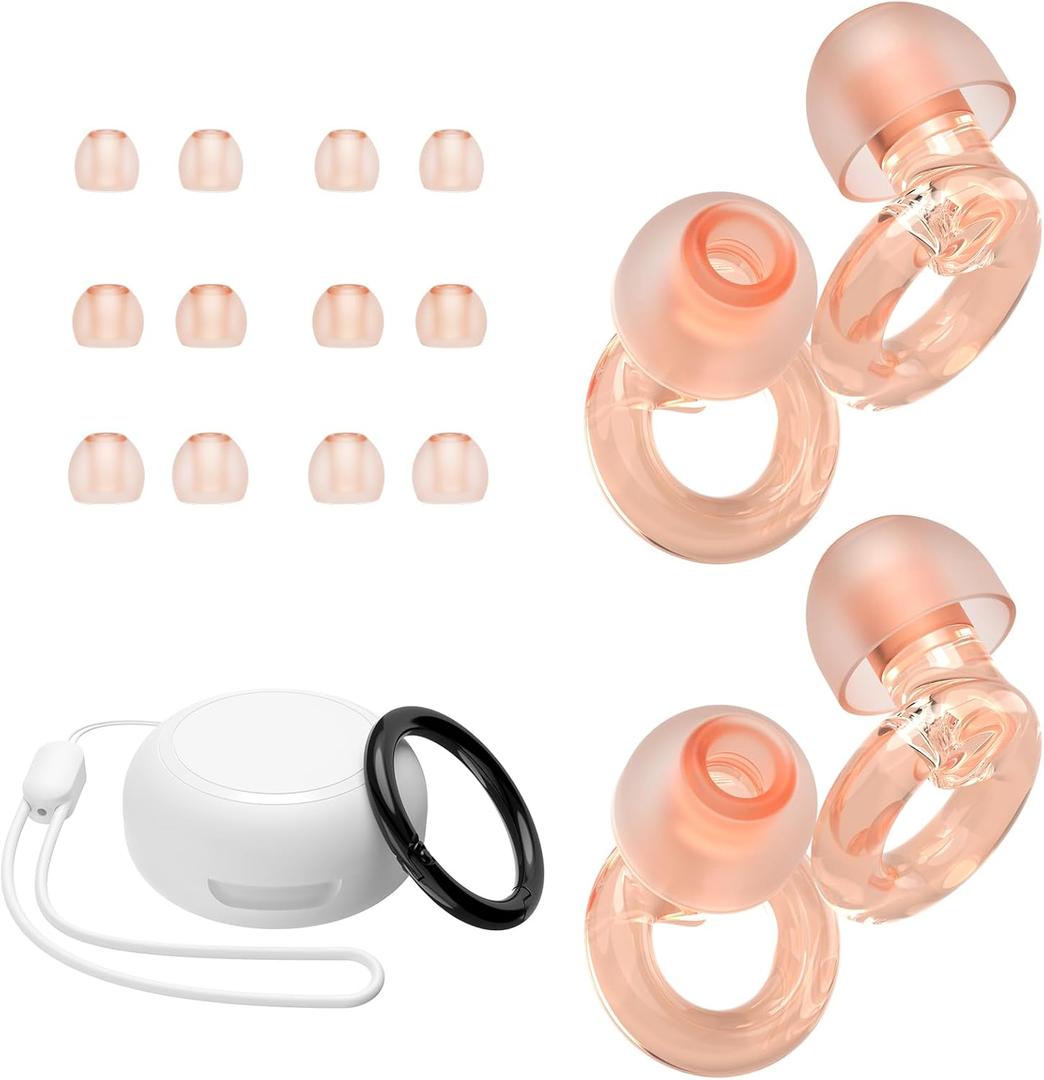 Ear Plugs for Concert, 2 Pairs of Noise Reduction Earplugs 25dB-30dB with 8 Ear Tips&Carry case, Reusable Hearing Protection earplugs for Sleep, Social, Work, Focus&Noise Sensitivity (1 pair (Pack of 1), Pink)