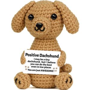 AceThrills Positive Crochet Animal, Dachshund Gifts for Women, Funny Handmade Emotional Support Best Friends Christmas Birthday Graduation Gifts for Women Men Dachshund Decor