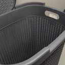 Mind Reader Slim Laundry Hamper with Lid, 50L Clothes Basket, Premium Wicker Design, Plastic, Black