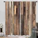 Riyidecor Rustic Wooden Barn Door Curtains Rod Pocket Wood Plank Brown Barnwood Western Country Style Lodge Farmhouse Printed Living Room Bedroom Window Drapes Treatment Fabric (2 Panels 52 x 84 Inch)
