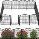12 Panels No Dig Decorative Garden Fence with Gate, GATKITOM 31.3in(H) x 26ft(L) Rustproof Animal Barrier Metal Dog Fence Outdoor for Yard, Patio, Temporary Garden Fencing with Ground Stakes