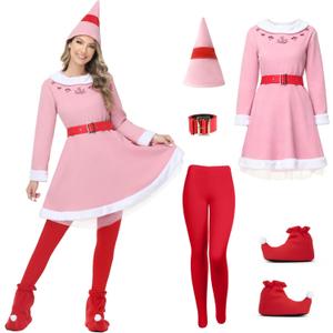 Lady Elf Costume for Woman Plus Size Christmas Cosplay Party Elf Costume Full Set (2XL) (XX-Large)