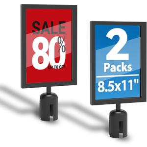 2 Pcs Stanchion Sign Holder 8.3 x 11.7, Portrait Post Top Stand Poster Display, Double Sided Sign Frame with Cover for Crowd Control Queue Barrier Sentry Stanchions Black Iron 2 Pcs Stanchion Sign Holder 8.3 x 11.7, Portrait Post Top Stand Poster Display, Double Sided Sign Frame with Cover for Crowd Control Queue Barrier Sentry Stanchions Black Iron