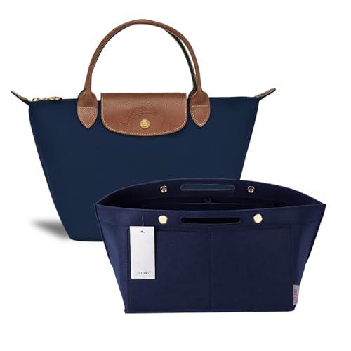 ZTUJO Purse Organizer Insert for le pliage, Compatible with Longchamp Le Pliage Top Handle S/M,Shoulder Bag S/L (Navy Blue, Medium For Shoulder Bag S)